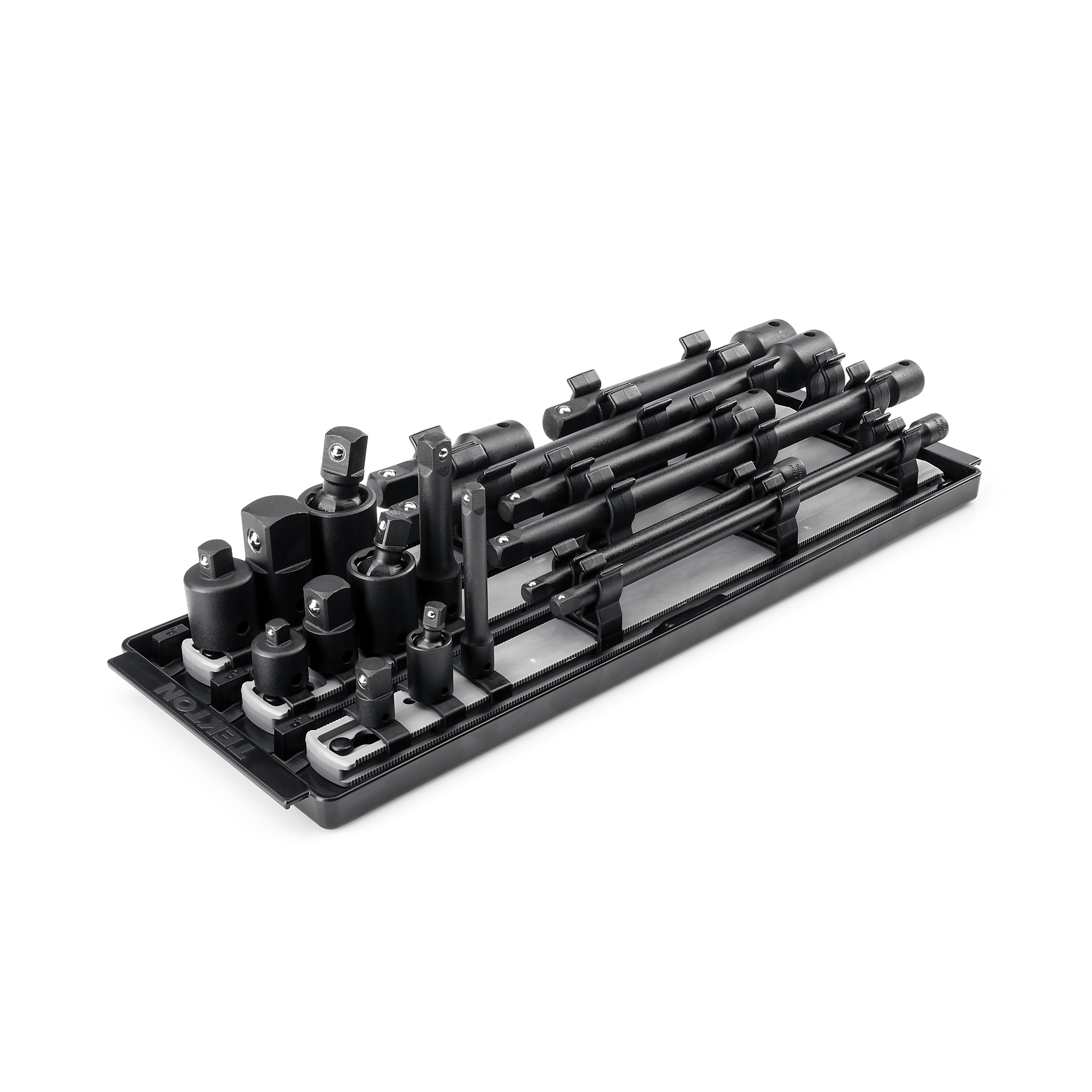 TEKTON 1/4, 3/8, 1/2 Inch Drive Impact Extension and Accessory Set with Rails and Tray (17-Piece) | SIA99201